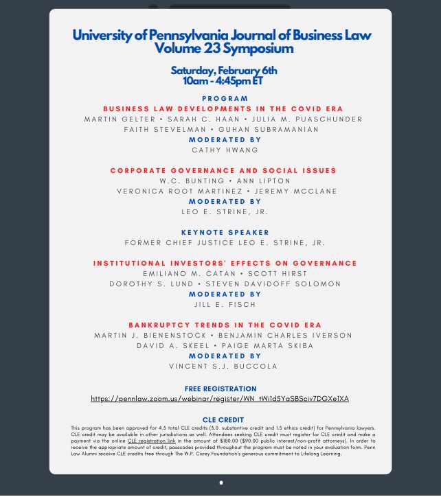 University of Pennsylvania Journal of Business Law Symposium Presentation, Professor Martin Gelter and Julia M. Puaschunder
