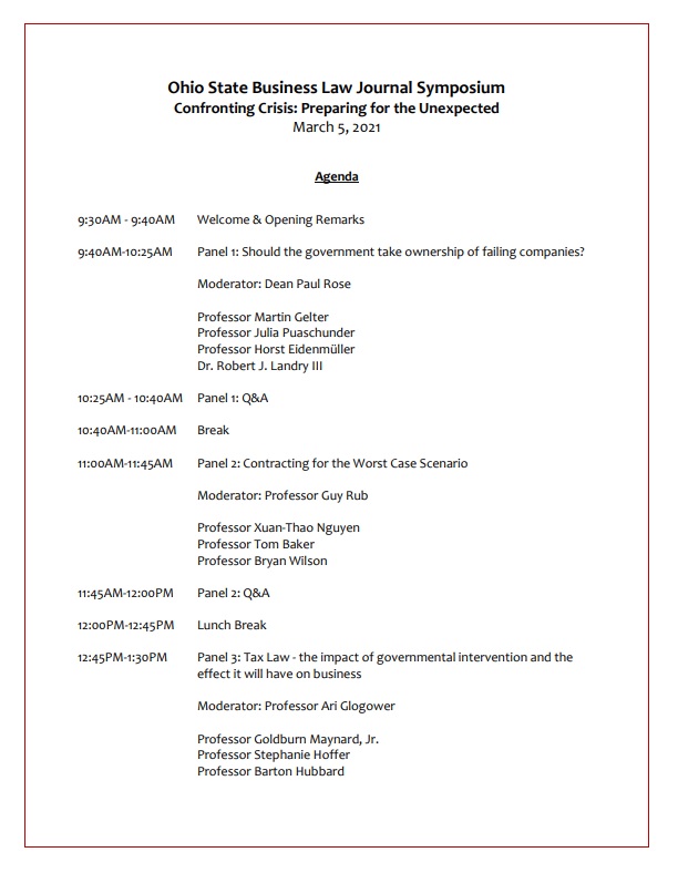 Ohio State Business Law Journal Panel Presentation, Professor Martin Gelter and Julia M. Puaschunder