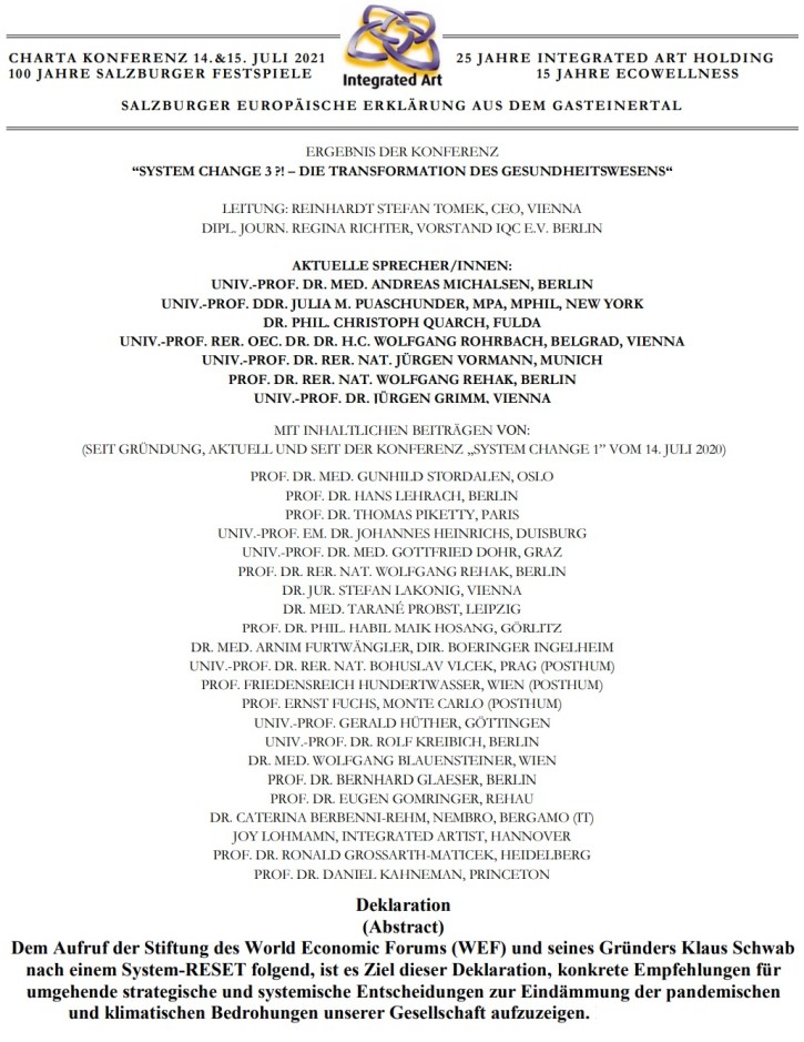 Ecowellness Salzburg European Declaration Scientific Advisory Board member Julia M. Puaschunder