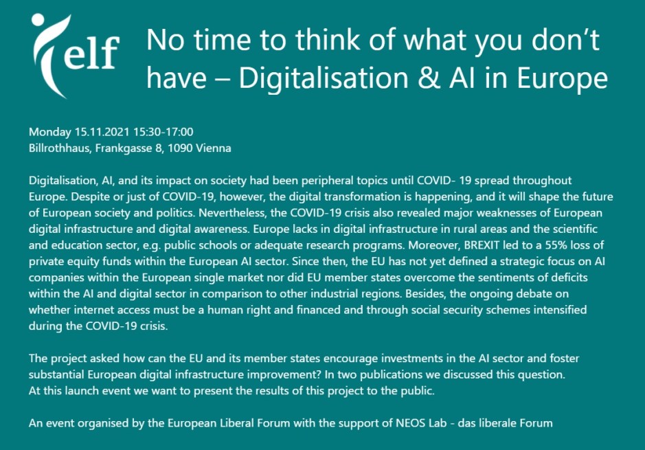 European Liberal Forum of the European Parliament, Panel talk, Julia M. Puaschunder